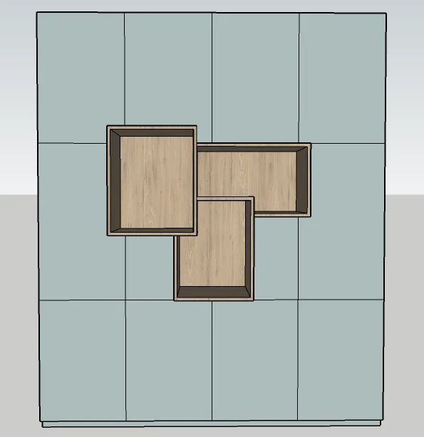 ontwerp buitenkant kast in woonkamer