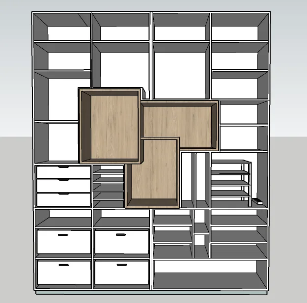 ontwerp binnenkant kast in woonkamer