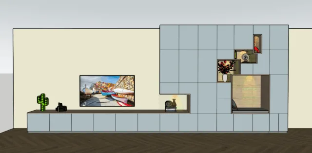 ontwerp buitenkant kast met zitje