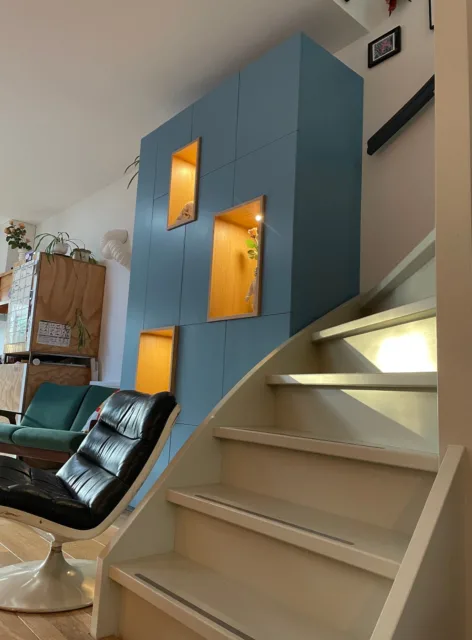 vanaf de trapkant gezien