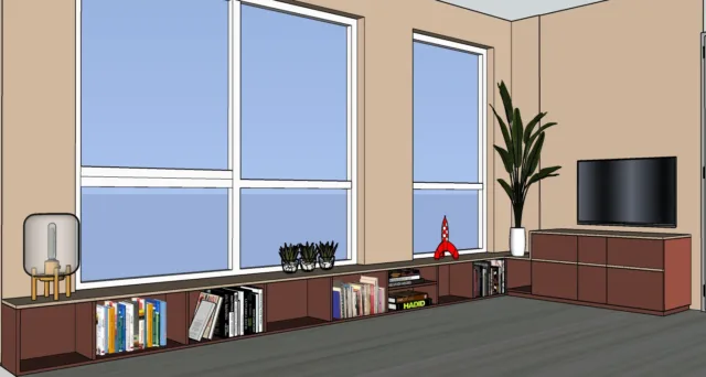 ontwerp boekenkast en tv meubel