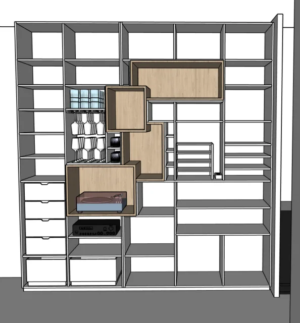 ontwerp binnenkant kast in uitbouw