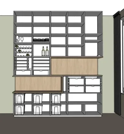 ontwerp binnenkant kast met grote vakken