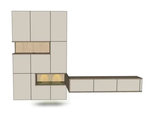 buitenkant ontwerp woonkamerkast en dressoir