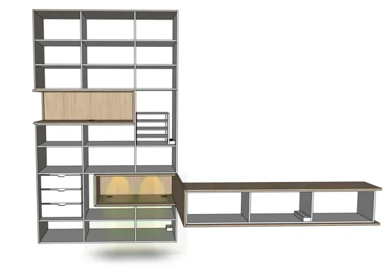 binnenkant ontwerp woonkamerkast en dressoir